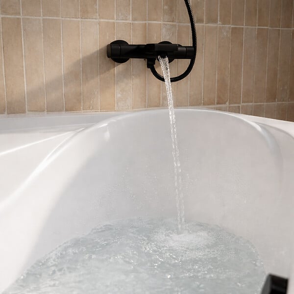 ALLIBERT - Baignoire d'angle 140x140x54 cm - 100% acrylique blanc brillant - large