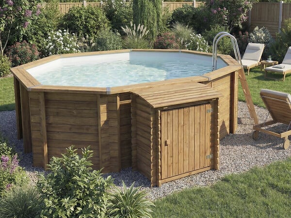 HABITAT ET JARDIN - Coffre de filtration en bois traité pour piscine "Keny" - 120 x 95 x 126 cm - large