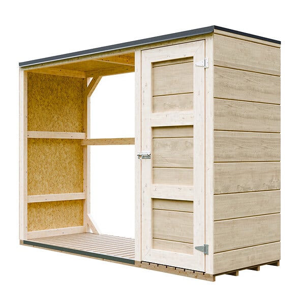 TIMBELA - Abri à bûches extérieur - 75 x 217 x H159 cm - Abri à outils et bûches - 1,09 m² + 0.53 m² - TIMBELA M981 - large