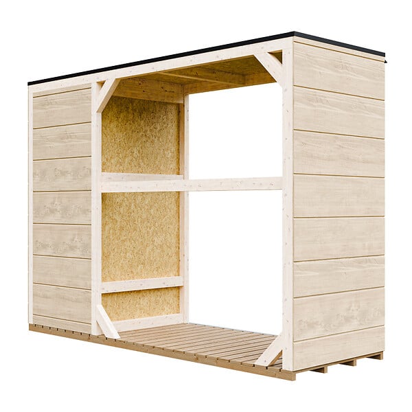 TIMBELA - Abri à bûches extérieur - 75 x 217 x H159 cm - Abri à outils et bûches - 1,09 m² + 0.53 m² - TIMBELA M981 - large