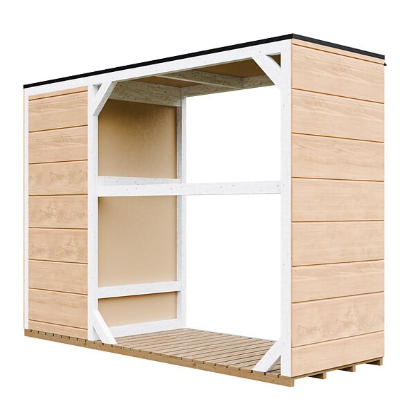 TIMBELA - Abri à bûches extérieur - 75 x 217 x H159 cm - Abri à outils et bûches - 1,09 m² + 0.53 m² - TIMBELA M981 - HARVEST HONEY - large