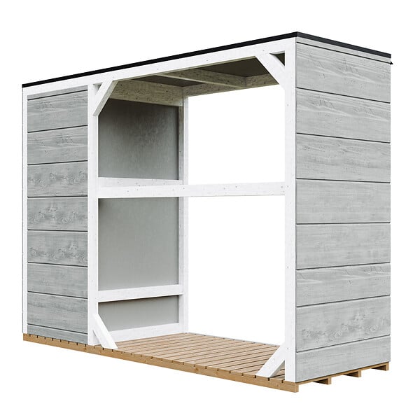 TIMBELA - Abri à bûches extérieur - 75 x 217 x H159 cm - Abri à outils et bûches - 1,09 m² + 0.53 m² - TIMBELA M981 - TUNDRA GREY - large