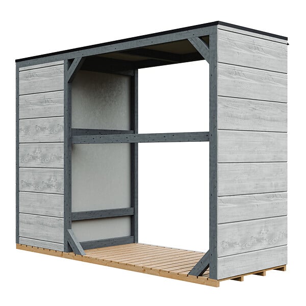 TIMBELA - Abri à bûches extérieur - 75 x 217 x H159 cm - Abri à outils et bûches - 1,09 m² + 0.53 m² - TIMBELA M981 - TUNDRA CAVERN - large