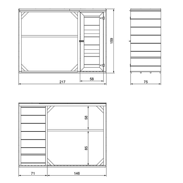 TIMBELA - Abri à bûches extérieur - 75 x 217 x H159 cm - Abri à outils et bûches - 1,09 m² + 0.53 m² - TIMBELA M981 - TUNDRA CAVERN - large