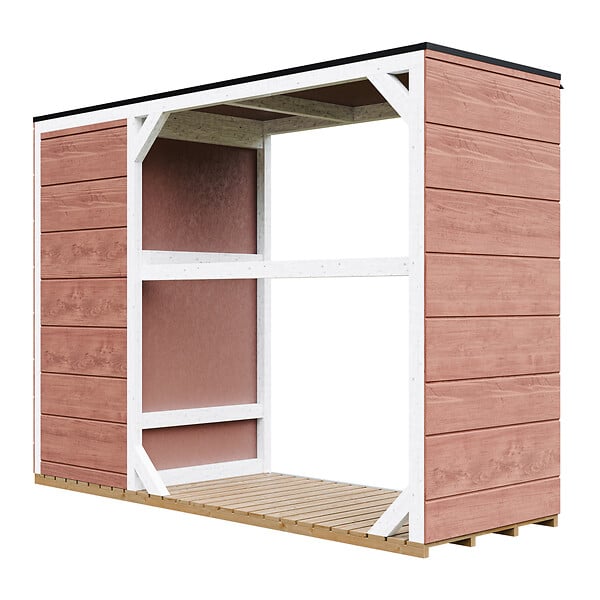 TIMBELA - Abri à bûches extérieur - 75 x 217 x H159 cm - Abri à outils et bûches - 1,09 m² + 0.53 m² - TIMBELA M981 - REDWOOD RED - large