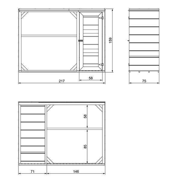 TIMBELA - Abri à bûches extérieur - 75 x 217 x H159 cm - Abri à outils et bûches - 1,09 m² + 0.53 m² - TIMBELA M981 - REDWOOD RED - large