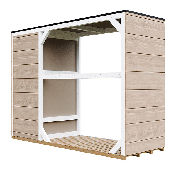 TIMBELA - Abri à bûches extérieur - 75 x 217 x H159 cm - Abri à outils et bûches - 1,09 m² + 0.53 m² - TIMBELA M981 - TERRA BROWN - large