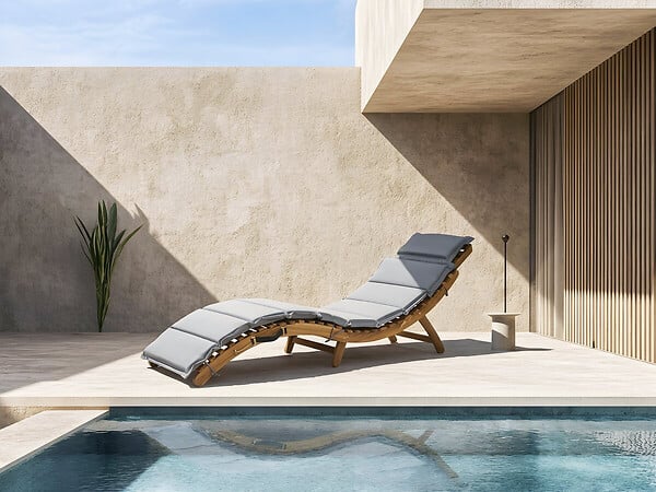 HABITAT ET JARDIN - Bain de soleil en bois avec coussins inclus "Jakarta" - Gris - large