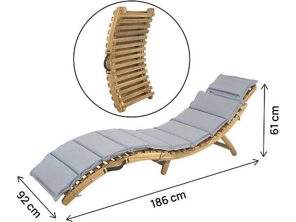 HABITAT ET JARDIN - Bain de soleil en bois avec coussins inclus "Jakarta" - Gris - large