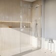 AURLANE - Receveur de Douche à Carreler 120x90cm avec Bonde à Sortie Verticale - Grille Inox Chrome - vignette