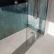 AURLANE - Receveur de Douche à Carreler 160x80cm avec Bonde à Sortie Horizontale - Grille Finition Or Brossé - vignette