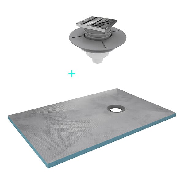 AURLANE - Receveur de Douche à Carreler 160x80cm avec Bonde à Sortie Verticale - Grille Inox Chrome - large