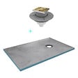 AURLANE - Receveur de Douche à Carreler 160x90cm avec Bonde à Sortie Verticale - Grille Finition Or Brossé - vignette