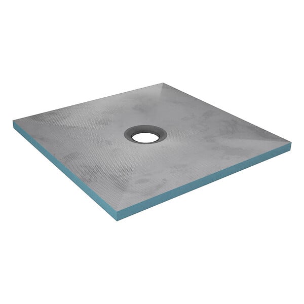 AURLANE - Receveur de Douche à Carreler 90x90cm avec Bonde à Sortie Verticale - Grille Finition Or Brossé - large