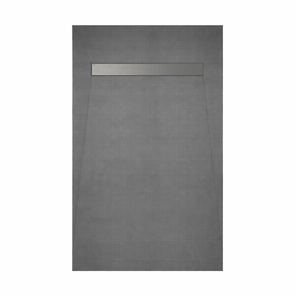 AURLANE - Receveur de Douche à Carreler 140x80cm à Ecoulement Linéaire - Grille Chrome et Bonde - large