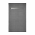 AURLANE - Receveur de douche à carreler 160x80 cm avec bonde écoulement linéaire - Grille finition chrome - vignette