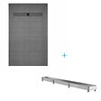 AURLANE - Receveur de douche à carreler 160x80 cm avec bonde écoulement linéaire - Grille finition chrome - vignette