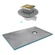 AURLANE - Receveur de Douche à Carreler 160x90cm avec Bonde à Sortie Horizontale - Grille Finition Or Brossé - vignette