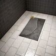 AURLANE - Receveur de Douche à Carreler 140x90cm avec Bonde à Sortie Horizontale - Grille Finition Or Brossé - vignette