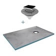 AURLANE - Receveur de Douche à Carreler 120x80cm avec Bonde à Sortie Verticale - Grille Noire - vignette