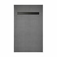 AURLANE - Receveur de douche à carreler 160x80 cm avec bonde écoulement linéaire - Grille finition noire - vignette