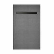 AURLANE - Receveur de douche à carreler 160x80 cm avec bonde écoulement linéaire - Grille finition noire - vignette