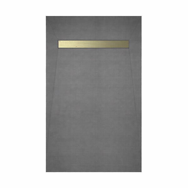 AURLANE - Receveur de Douche à Carreler 140x90cm à Ecoulement Linéaire - Grille finition Or Brossé et Bonde - large