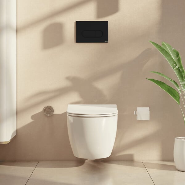 VITRA - Pack WC suspendu VitrA Sento blanc mat + bâti autoportant V-Fix Core + Plaque Round noir mat - large