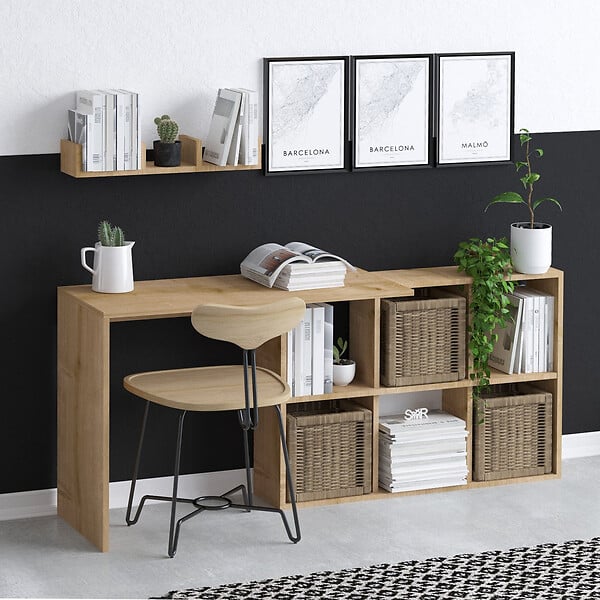HABITAT ET JARDIN - bureau en bois "Blake" 74 x 45 x 145 cm - Chêne - large