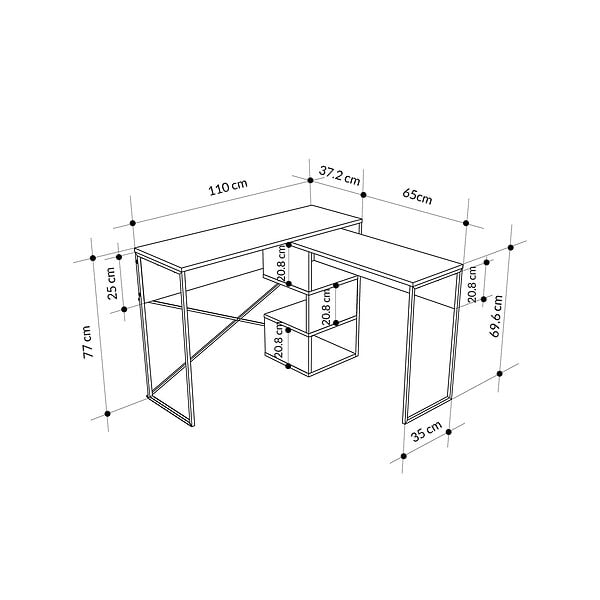 HABITAT ET JARDIN - Bureau modulable en bois "Badau" - 110 x 102 x 77 cm - Gris - large