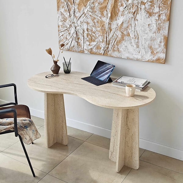 HABITAT ET JARDIN - bureau en bois "infini" 120 x 60 x 75 cm - Travertin - large