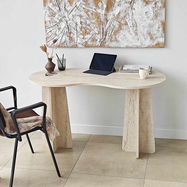 HABITAT ET JARDIN - bureau en bois "infini" 120 x 60 x 75 cm - Travertin - large