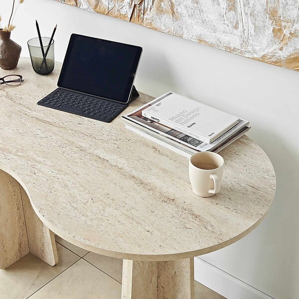 HABITAT ET JARDIN - bureau en bois "infini" 120 x 60 x 75 cm - Travertin - large