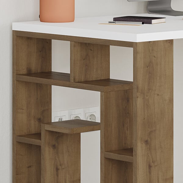 HABITAT ET JARDIN - bureau en bois "Maze" 140 x 60 x 75 cm - Blanc - large