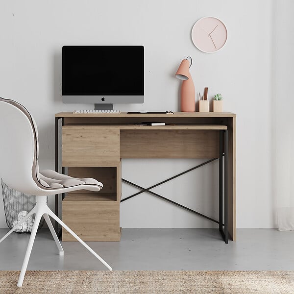 HABITAT ET JARDIN - Bureau modulable en bois "Badau" - 110 x 102 x 77 cm - Marron - large