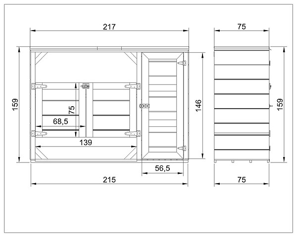 TIMBELA - Abri de jardin pour poubelles 2x240L TIMBELA M981A-TUNDRA GREY - large