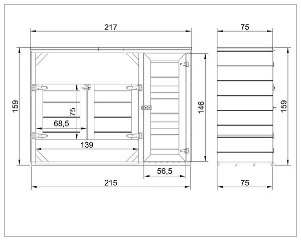 TIMBELA - Abri de jardin pour poubelles 2x240L TIMBELA M981A - large