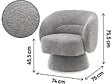 HABITAT ET JARDIN - Fauteuil pivotant en tissu bouclette "Franklin" - 74 x 75 x 75 cm - Gris - vignette