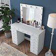 HABITAT ET JARDIN - Coiffeuse avec miroir en bois "Sirma" - 120 x 44 x 82 cm - Blanc - vignette
