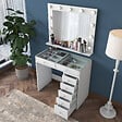 HABITAT ET JARDIN - Coiffeuse avec miroir en bois "Kona" - 90 x 44 x 80 cm - Blanc - vignette