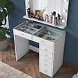 HABITAT ET JARDIN - Coiffeuse avec miroir en bois "Kona" - 90 x 44 x 80 cm - Blanc - vignette