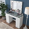 HABITAT ET JARDIN - Coiffeuse avec miroir en bois "Baria" - 120 x 44 x 80 cm - Blanc - vignette