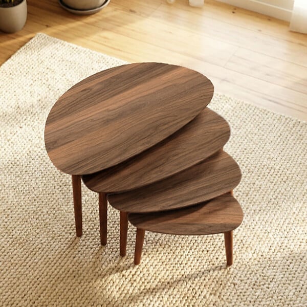 HABITAT ET JARDIN - Table gigogne (4 pièces) en bois "Nora" 68 x 45 x 55 cm - Noyer - large