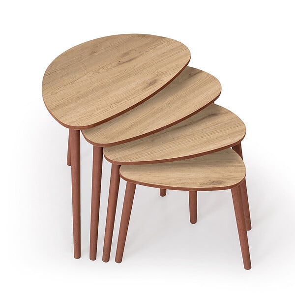HABITAT ET JARDIN - Table gigogne (4 pièces) en bois "Nora" 68 x 45 x 55 cm - Chêne - large