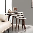 HABITAT ET JARDIN - Table gigogne (4 pièces) en bois "Moon" 40 x 75 x 55 cm - Blanc - vignette