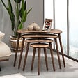 HABITAT ET JARDIN - Table gigogne (4 pièces) en bois "Moon" 40 x 75 x 55 cm - Noyer - vignette