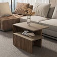 HABITAT ET JARDIN - Table gigogne (2 pièces) en bois "Twins" 72 x 45 x 42 cm - Taupe - vignette
