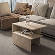 HABITAT ET JARDIN - Table gigogne (2 pièces) en bois "Twins" 72 x 45 x 42 cm - Travertin - vignette
