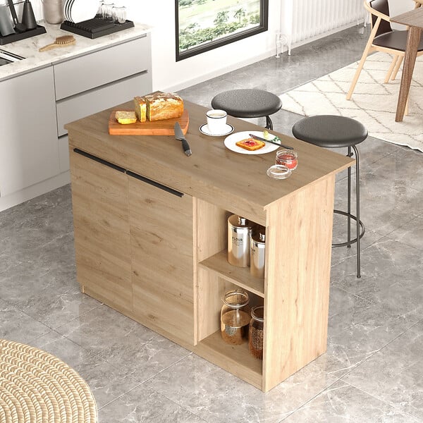 HABITAT ET JARDIN - Table de cuisine en bois "Siven" - 120 x 60 x 88 cm - Marron - large