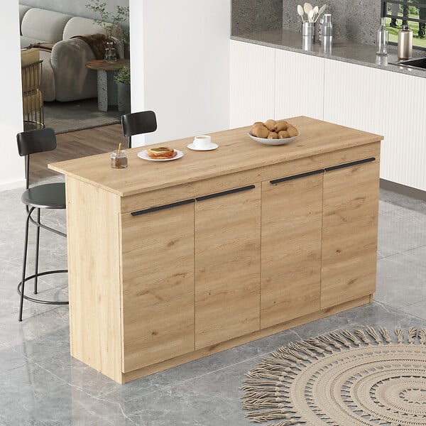 HABITAT ET JARDIN - Table de cuisine en bois "Lark" - 160 x 60 x 90 cm - Marron - large